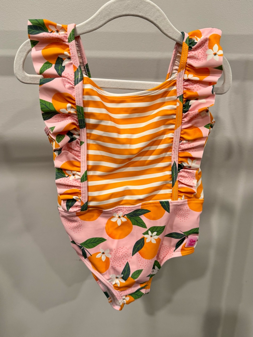 Ruffle Butts Pink & Orange Citrus Ruffle One-Piece Swimsuit
